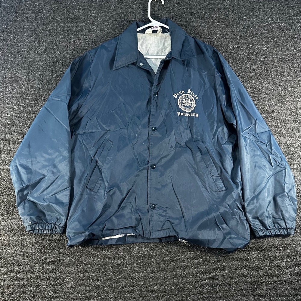 MVP Penn State Coaches Jacket Mens XL Navy Blue Fair Vintage Nittany Lions Snap